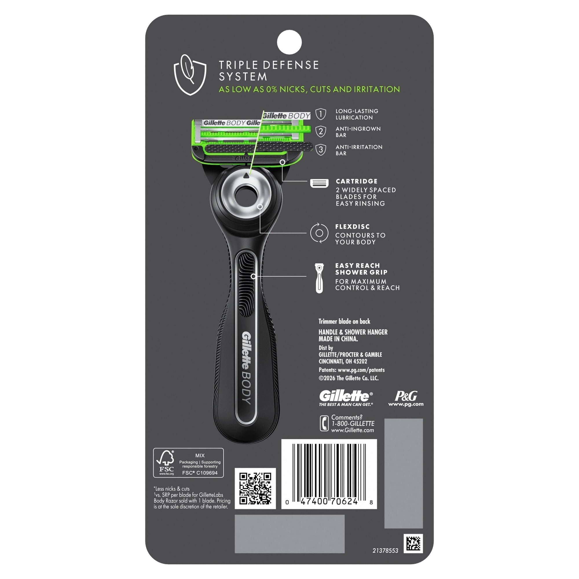 GilletteLabs Body + Intimate Razor For Men, 5ct