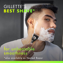 Men’s razor using Gillette Labs blade refills with shaving foam on skin