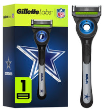 Gillette Labs men's razor with blue star handle and black/green cartridge, in box.