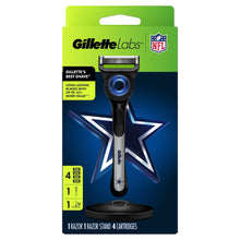 Gillette Labs NFL razor starter kit box with razor handle and stand