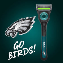 Men’s razor with teal cartridge and black handle, Gillette Labs NFL Eagles theme