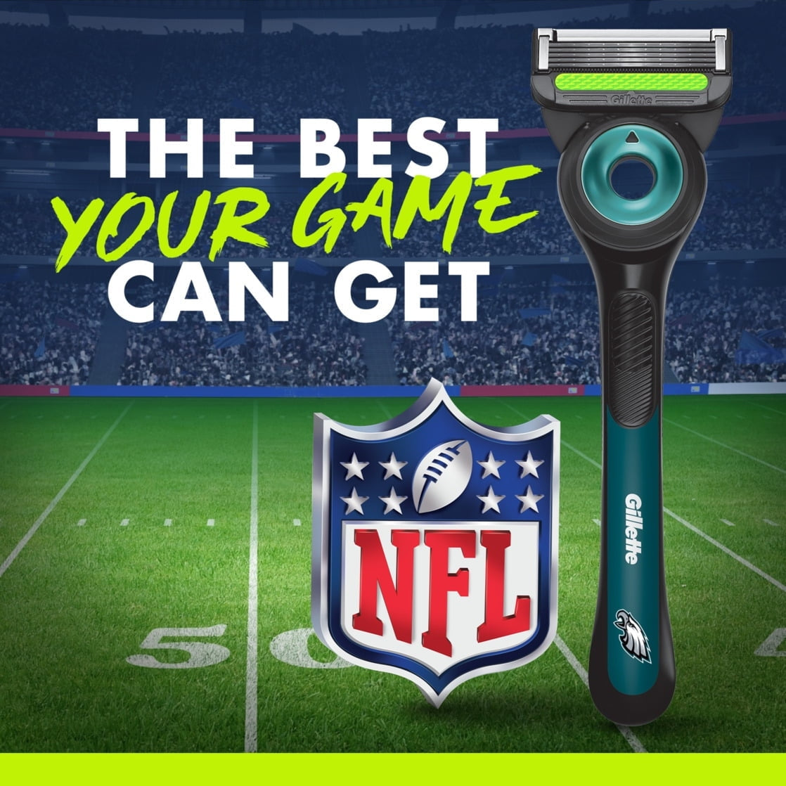 Gillette Labs Official Eagles Licensed Razor for Men, 1 Handle, 4 Blade Refills, with Magnetic Stand