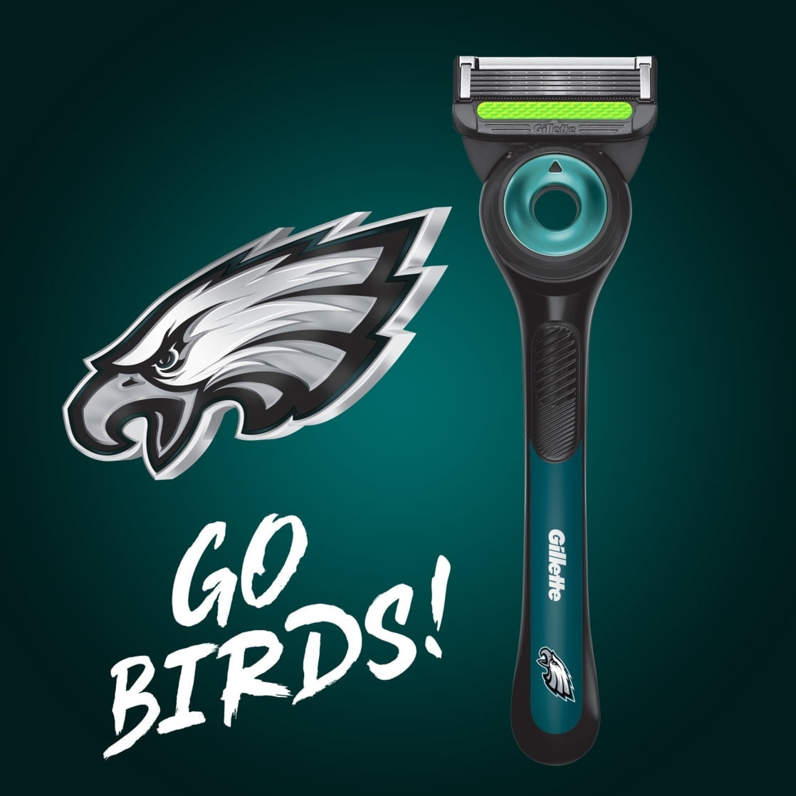 Gillette Labs Official Eagles Licensed Razor for Men, 1 Handle, 4 Blade Refills, with Magnetic Stand