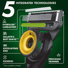 Gillette Labs razor cartridge with exposed multi-blade head and yellow pivot disc