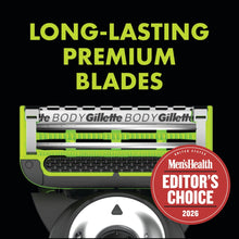 Razor blade refills cartridge with multiple blades, green and gray design