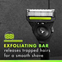 Razor cartridge head with exfoliating bar for a smooth shave