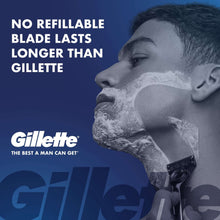 Shaving razor in use with lather on face