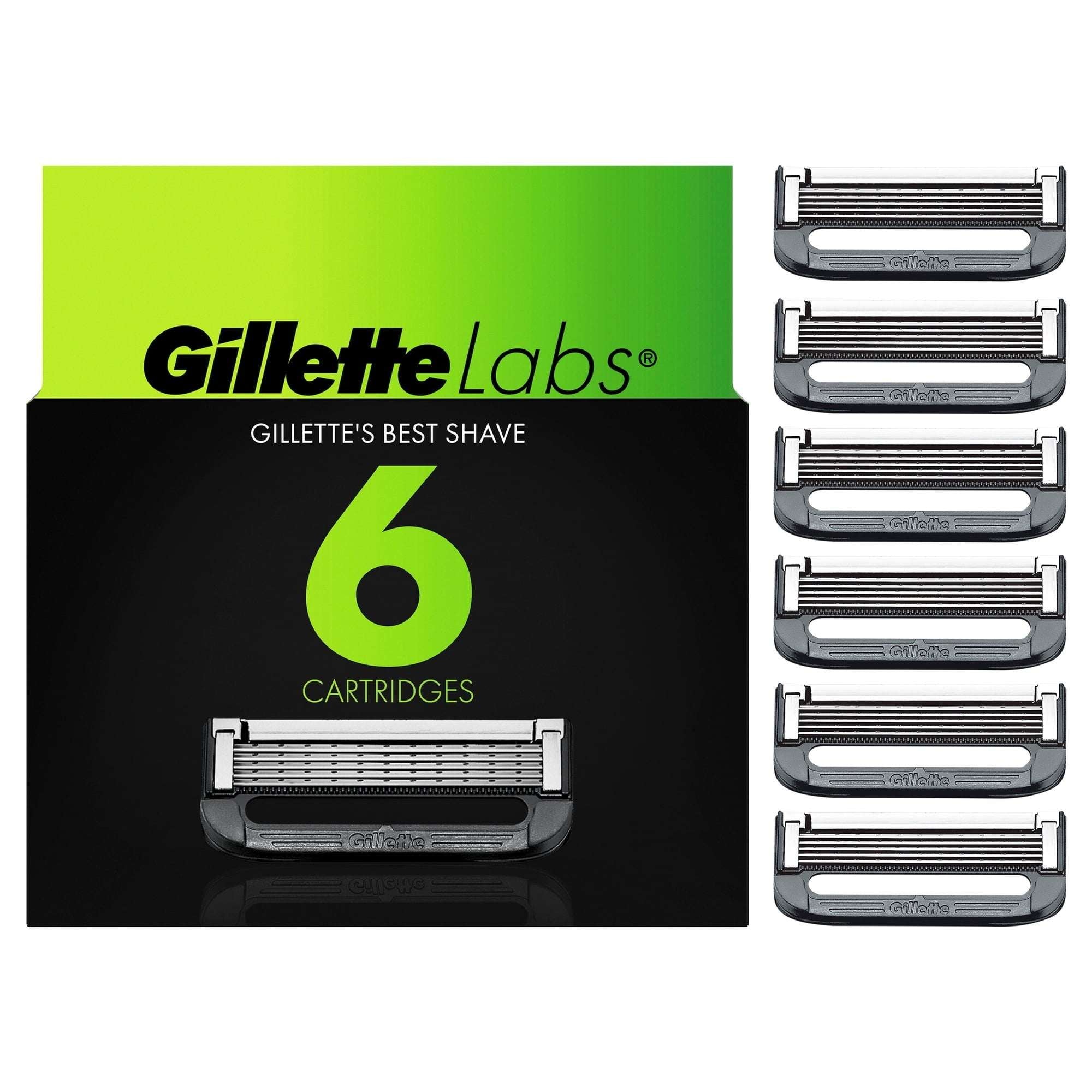 Gillette Labs Salute to Service 5-Blade Manual Razor Bundle with 12 Blade Cartridge Refills, Green Camo (Walmart Exclusive)