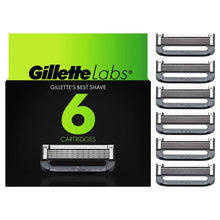 Razor cartridge pack with six cartridges and 5-blade heads, green and black