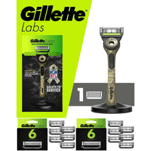 Green camo manual safety razor with 5 blades and exfoliating bar