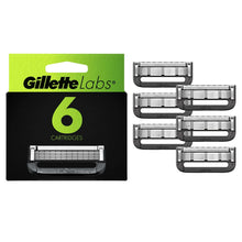 Six-pack razor blade cartridges with 5-blade heads on a card