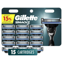 Gillette MACH3 manual razor handle with multiple blue blade cartridge refills