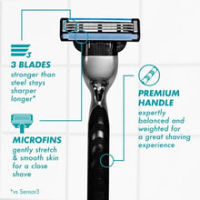Gillette Mach3 razor handle with three-blade cartridge head, close-up