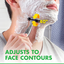 Disposable razor at a 40-degree angle trimming beard along face contours