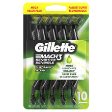 10-count disposable razor pack with clear blister and black razor handles