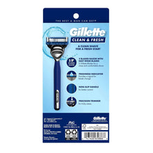 Gillette Clean & Fresh value pack back with razor and cartridge diagram