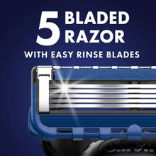 Gillette 5-blade razor cartridge, blue base and silver blades