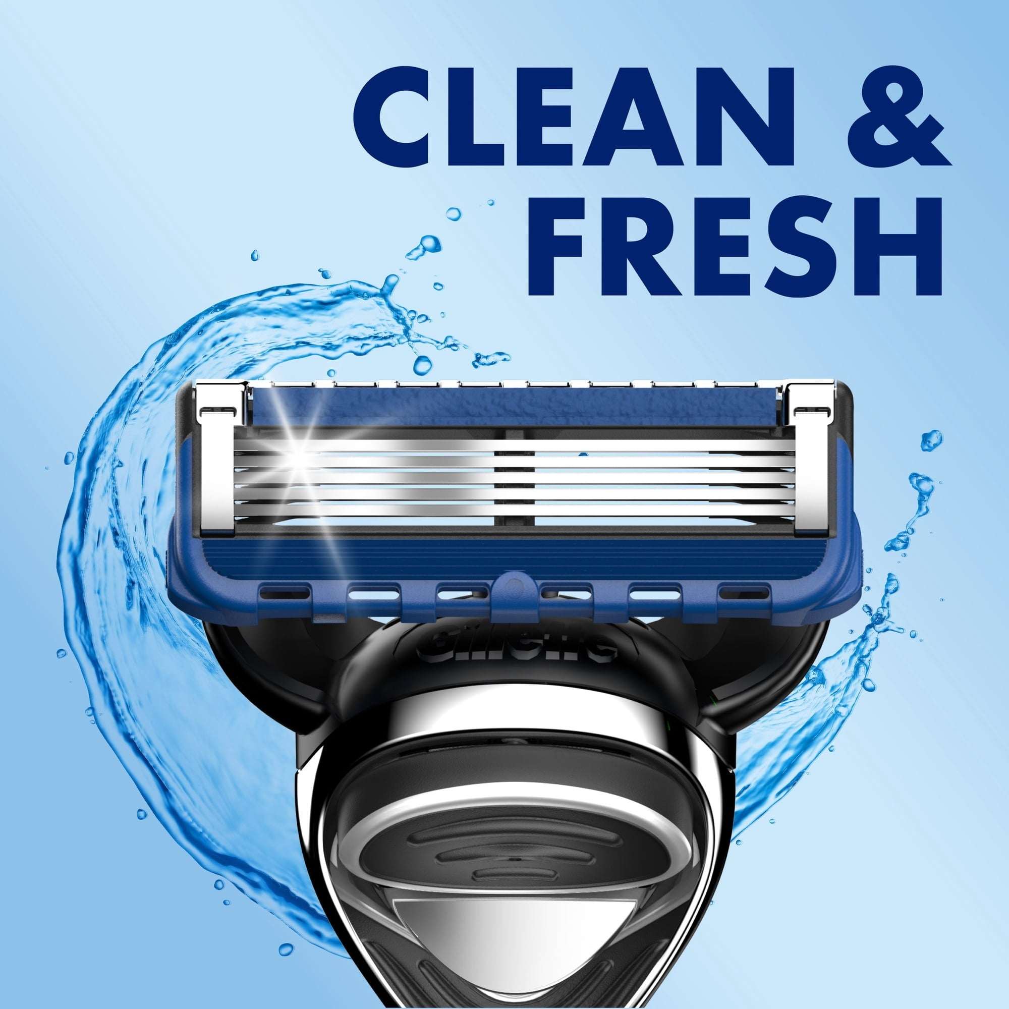 Gillette Mens Razor, Clean & Fresh, Handle + 5 Blade Refills