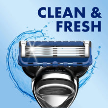Gillette 5-blade razor head on blue handle