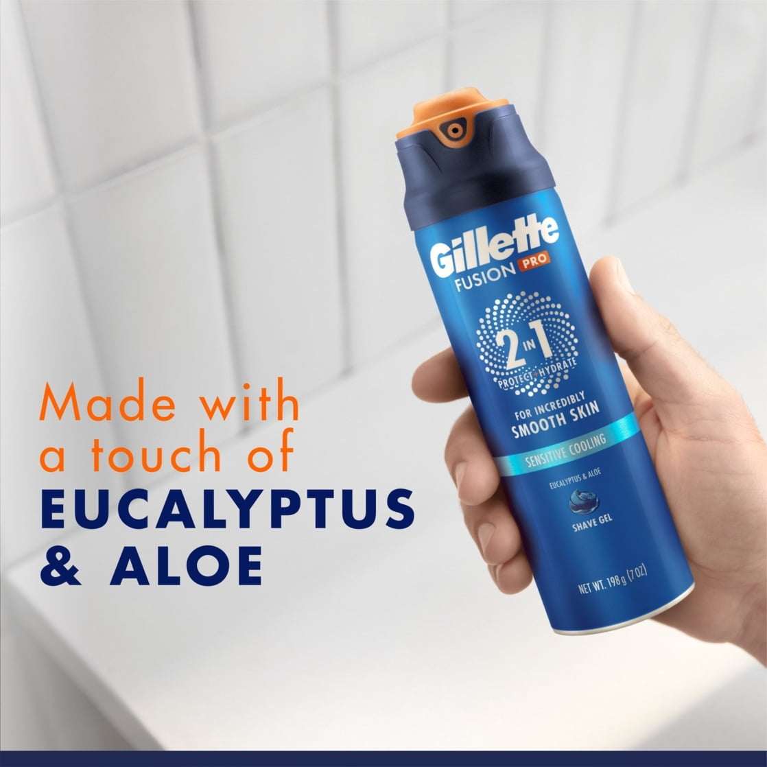 Gillette Pro Shaving Gel for Men, Fragrance Free, Twin Pack, 14 oz
