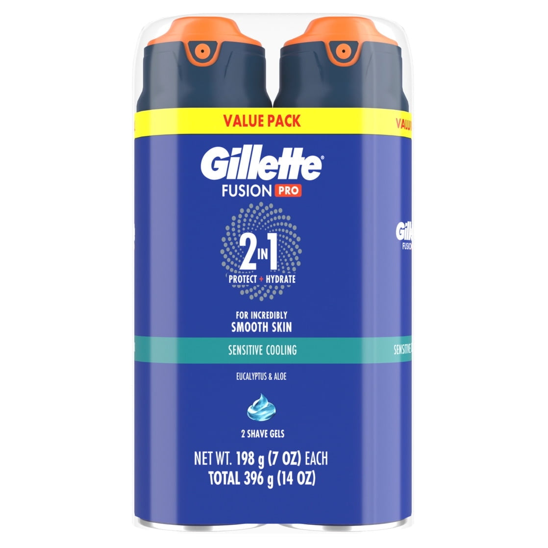Gillette Pro Shaving Gel for Men, Fragrance Free, Twin Pack, 14 oz