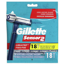 Men's disposable razor pack showing blue handle and 18-count graphic