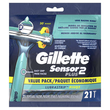 Gillette Sensor2 Plus value pack of 21 disposable pivot razors with blue handle