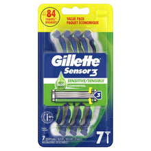 Disposable men's razor value pack in blue with green cartridge and 7 blades