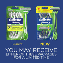 Two value packs of disposable razors shown side by side, green handles