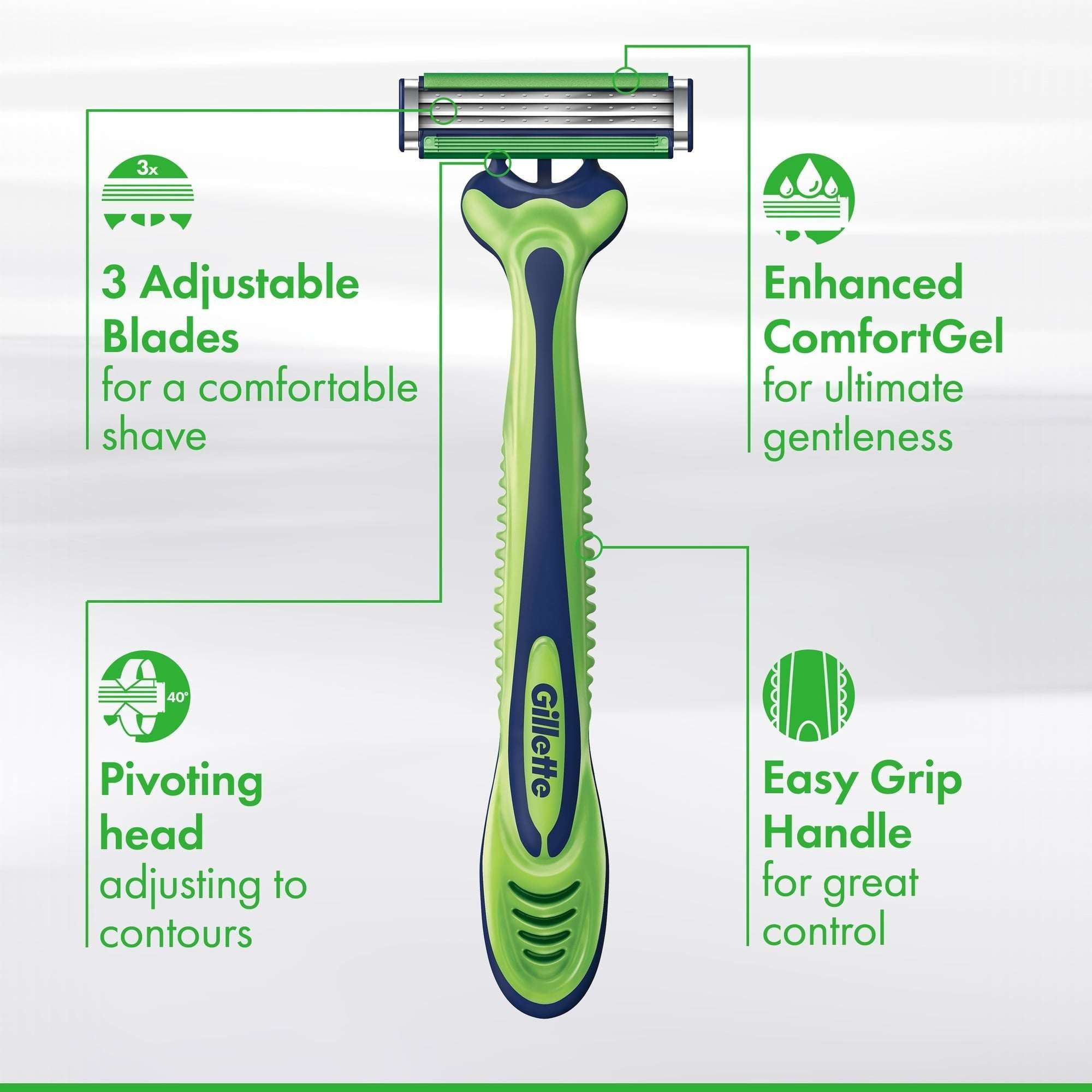 Gillette Sensor3 Sensitive Men's Disposable Razor, 7 Razors