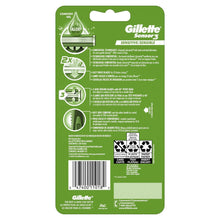 Gillette Sensor 3 Sensitive disposable razor pack, 3-blade cartridges