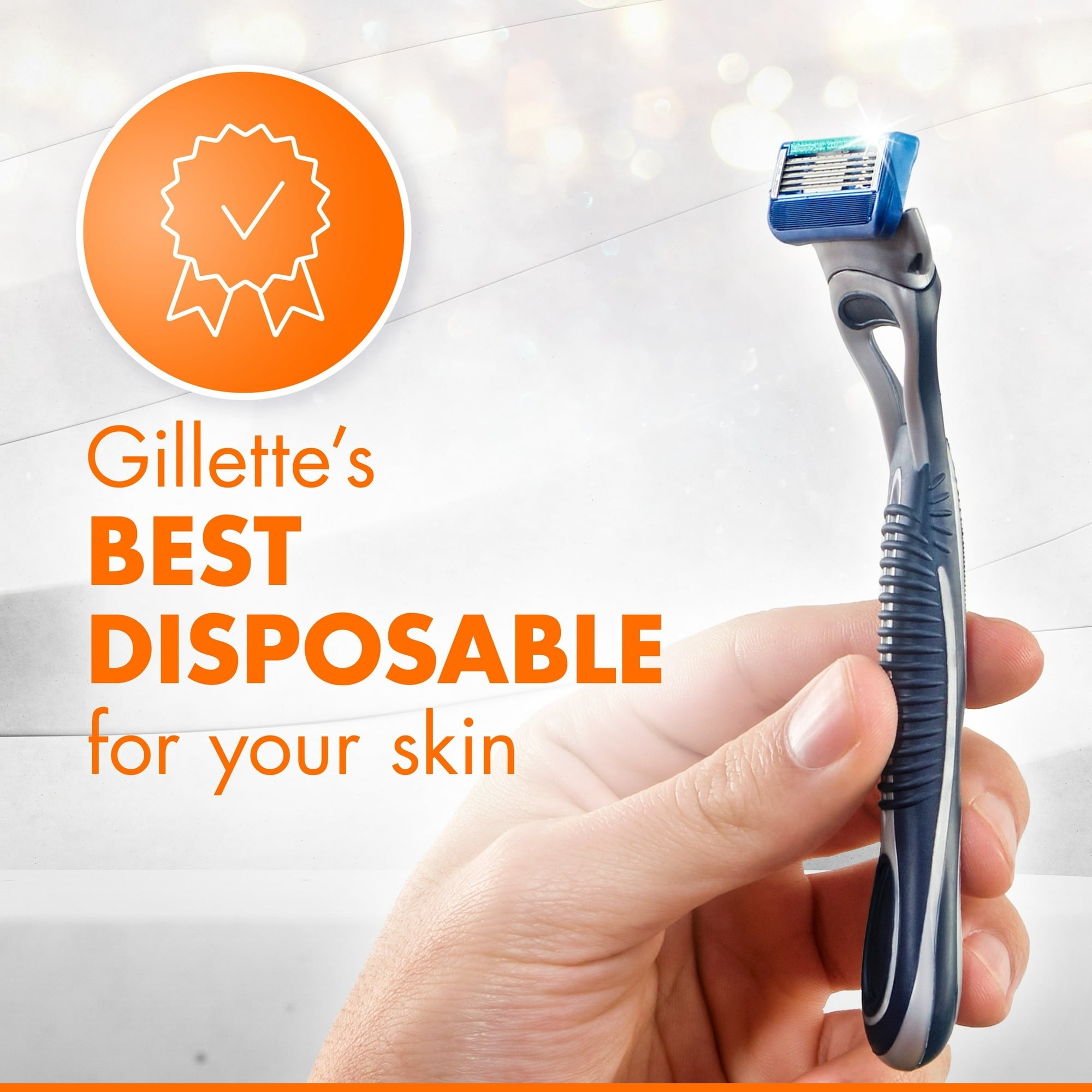 Gillette Sensor5 Men's Disposable Manual Razor, 2 Count, Silver and Blue
