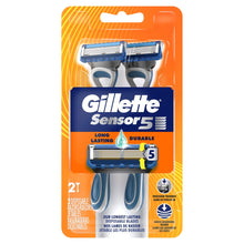 Gillette Sensor5 razor blister package front with two razors and visible cartridge