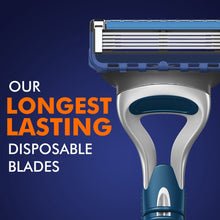 Disposable razor head with blue guard and gray handle, Gillette Sensor5 style