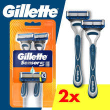 Gillette Sensor5 disposable razor set with two cartridges and handle in blister pack