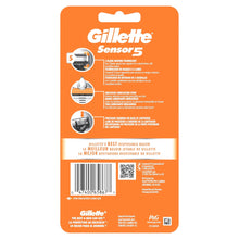 Gillette Sensor5 disposable razor package back with barcode and product information