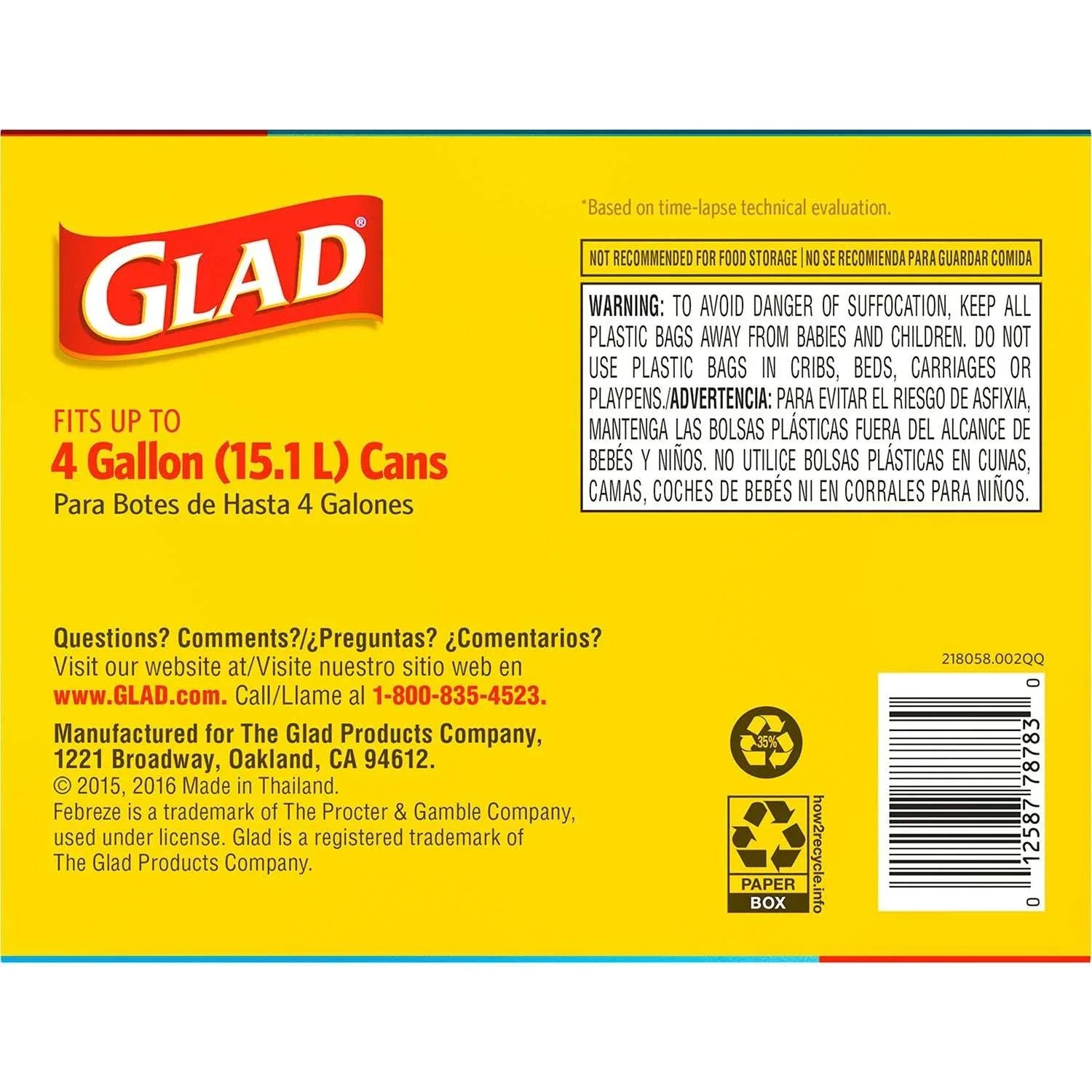 Glad Small Twist-Tie White Trash Bags, Fresh Clean Scent with Febreze Freshness, 4 gal., 156 ct. - USA MEGA SHOP
