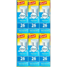 Set of small trash bags boxes with Febreze Freshness labels, 26 count