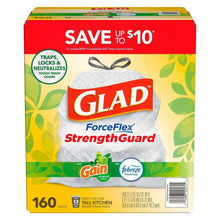 Kitchen trash bag box with GLAD ForceFlex StrengthGuard, 160-count
