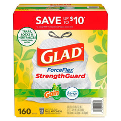 Glad ForceFlex 13-Gallon Kitchen Trash Bags, Gain Original Scent + Febreze, 160 ct. - USA MEGA SHOP