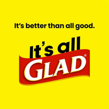 GLAD logo on kitchen trash bag package graphic.