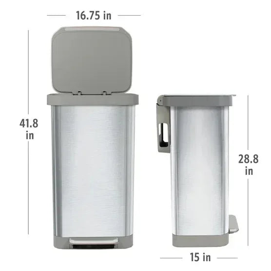 Glad Stainless Steel Trash Can and Bag Bundle
