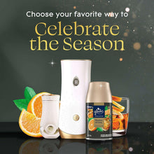 Glade automatic spray air freshener device with gold refill canister and orange accents