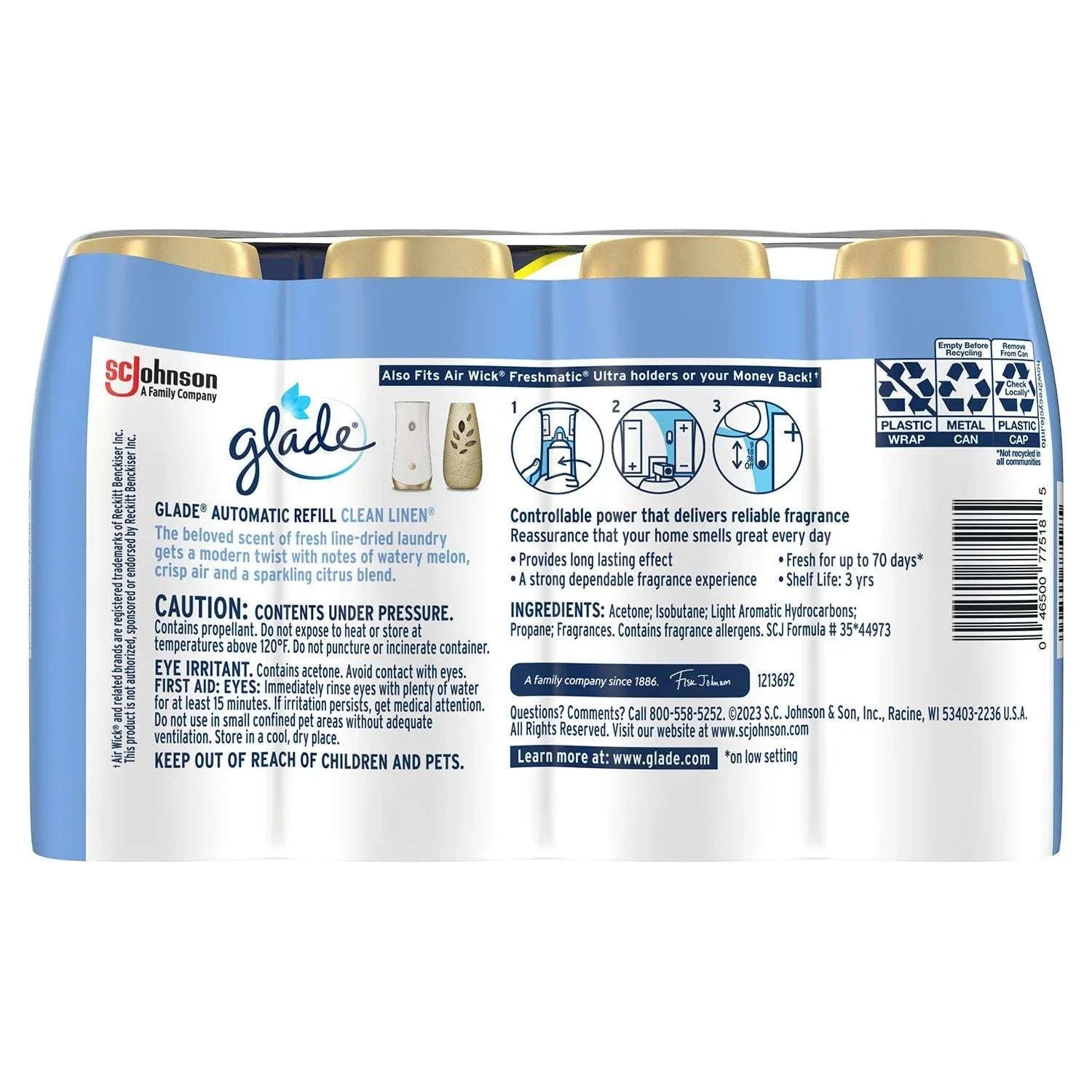 Glade Automatic Spray Air Freshener Refills, Clean Linen, 4 ct. - USA MEGA SHOP