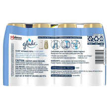 Glade Clean Linen automatic spray air freshener refill canisters, back label view