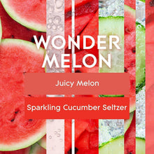 Wonder Melon scented oil label graphic with watermelon slices and cucumber seltzer callout