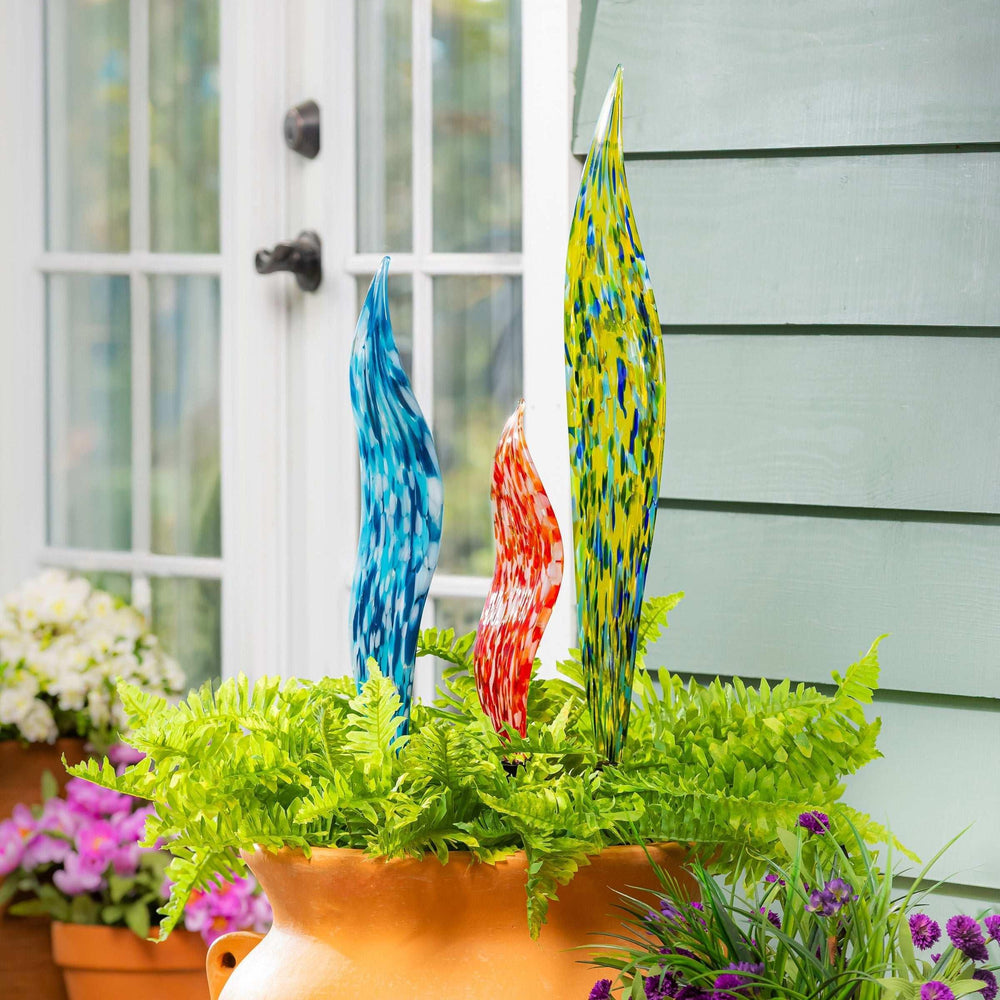 Glass Garden Stakes, Set of 3 - USA MEGA SHOP