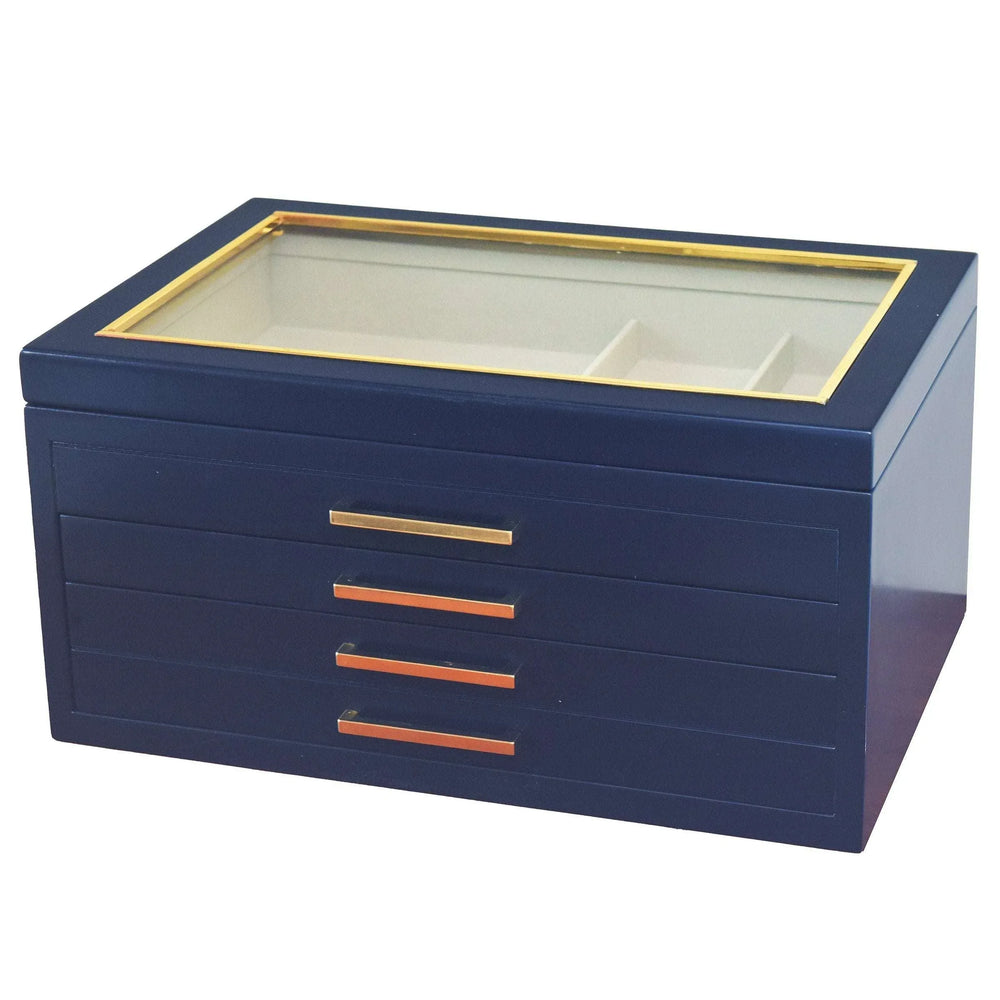 Glass Top-Lift Lid Large Contemporary Jewelry Box - USA MEGA SHOP