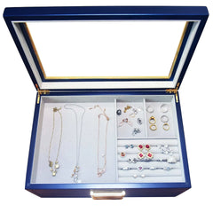 Glass Top-Lift Lid Large Contemporary Jewelry Box - USA MEGA SHOP