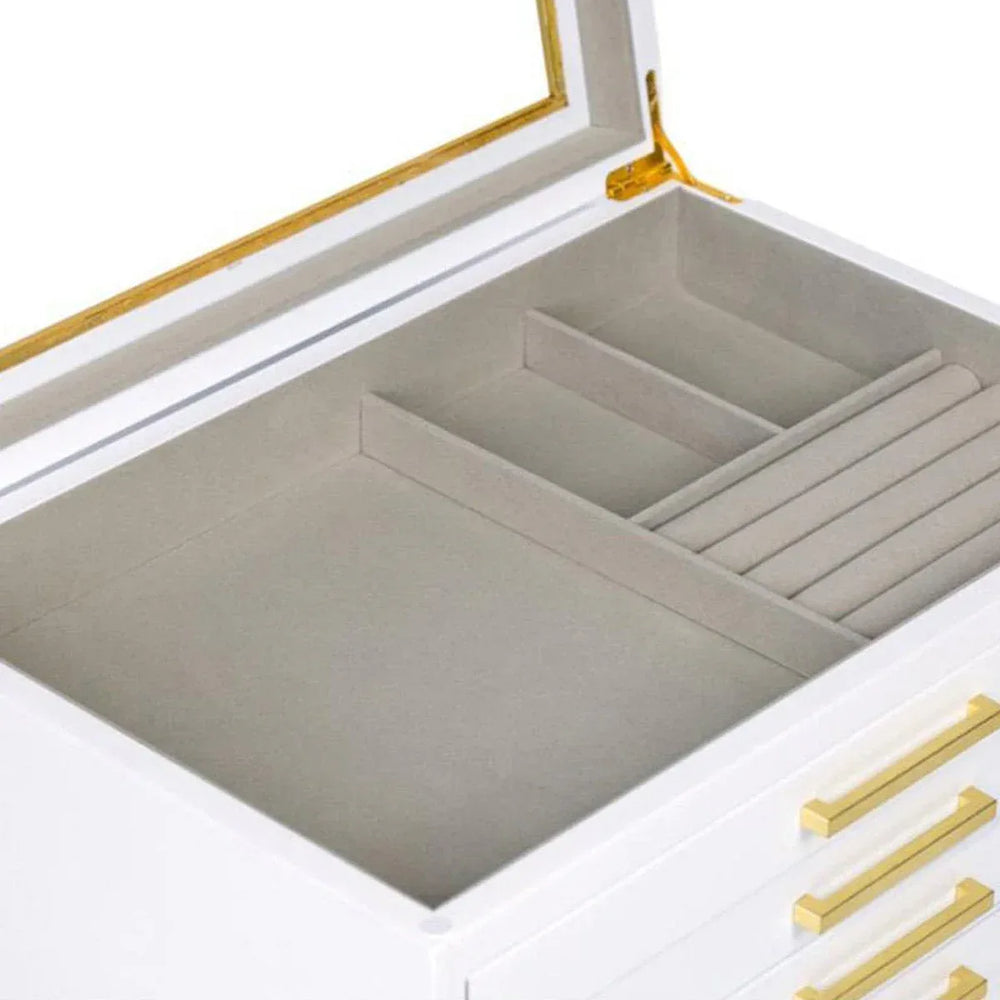 Glass Top-Lift Lid Large Contemporary Jewelry Box - USA MEGA SHOP